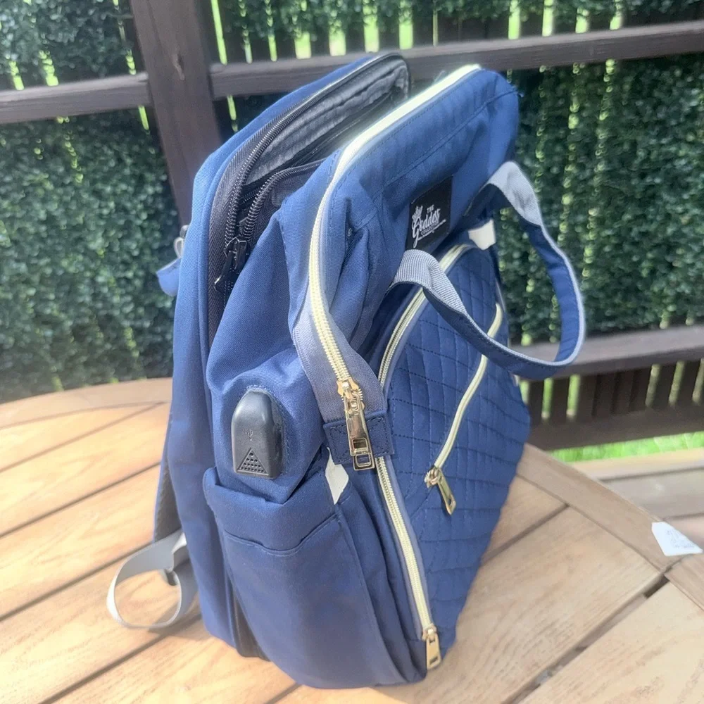Goddess Quilted Navy Kids Backpack